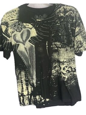 XZAVIER Rhinestone Crystal Mens T shirt short sleeve tee royal Crown vintage y2k